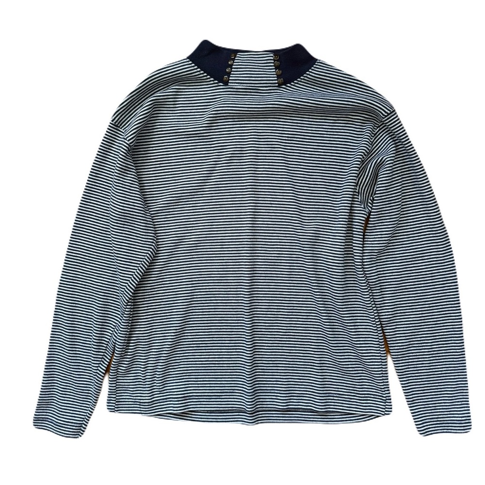 Vintage Currants Navy Striped Long Sleeve Shirt with Buttons